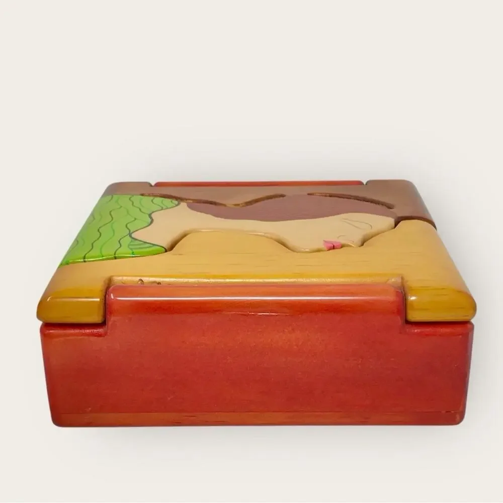 Hand Crafted Wooden Organica Funcionarte Jewelry Box Stash Trinket Box